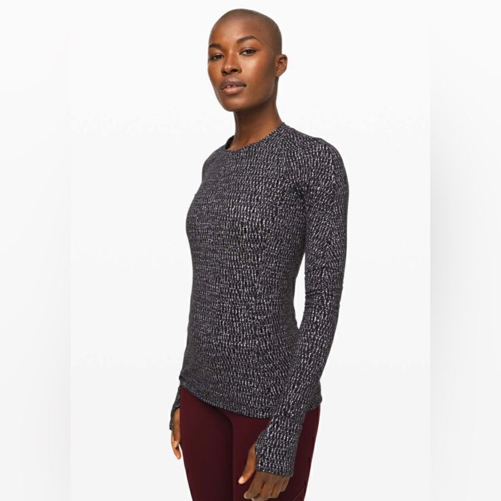 Lululemon Runderful Long Sleeve Knotted Jacquard Black White